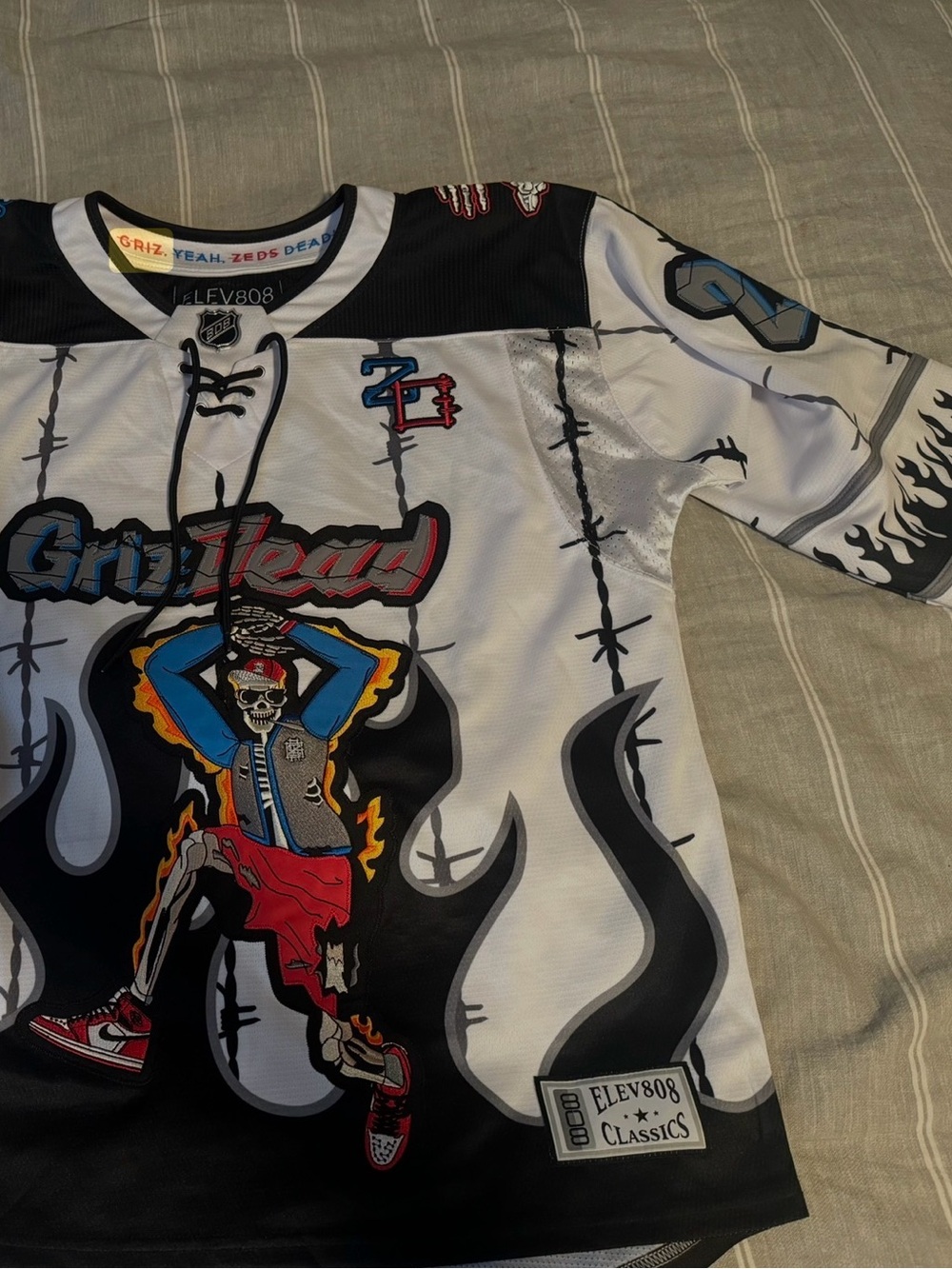 GrizDead White & Black Hockey-Style Jersey